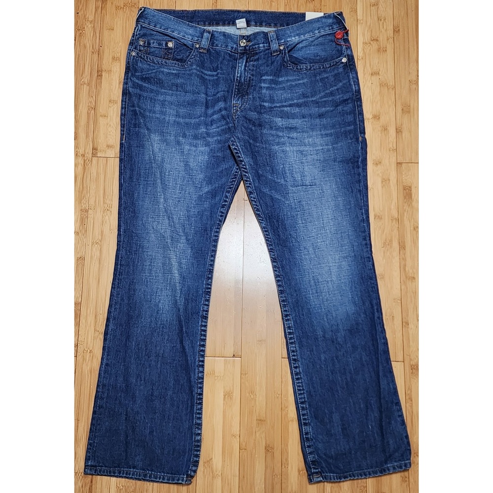 True Religion World Tour Ricky Men Straight Blue Denim Jeans 42x34 G3M72VRX00991